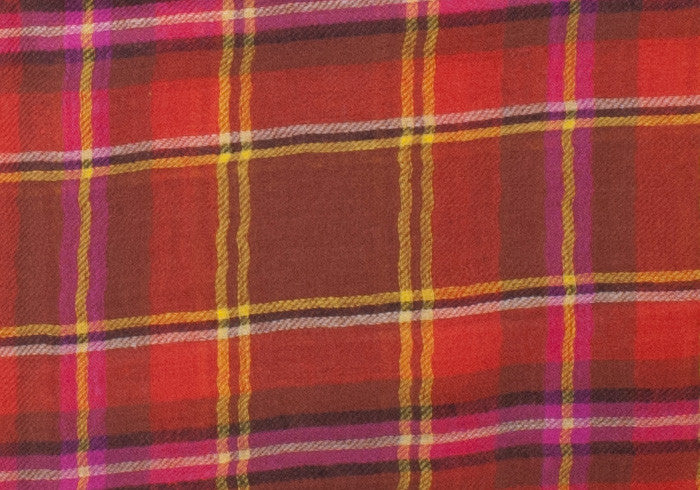 Alan Plaid Wool Scarf - Red