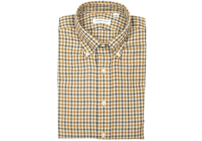 Flannel Plaid Shirt - Brown, Blue, Cream - Large