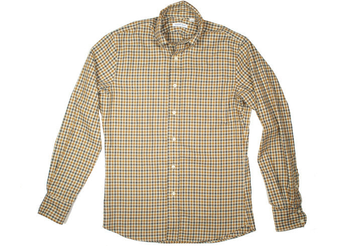 Flannel Plaid Shirt - Brown, Blue, Cream - Large