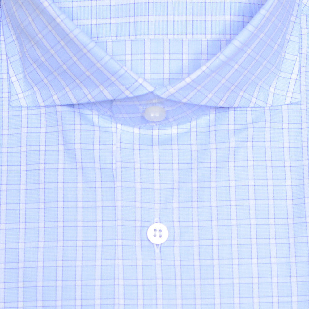 Blue and White Check Shirt