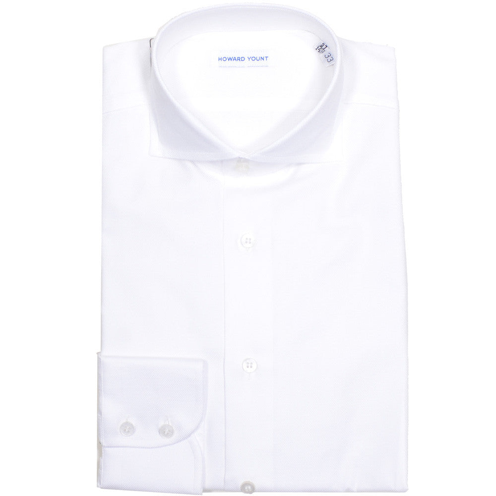 White Basketweave Cotton Shirt
