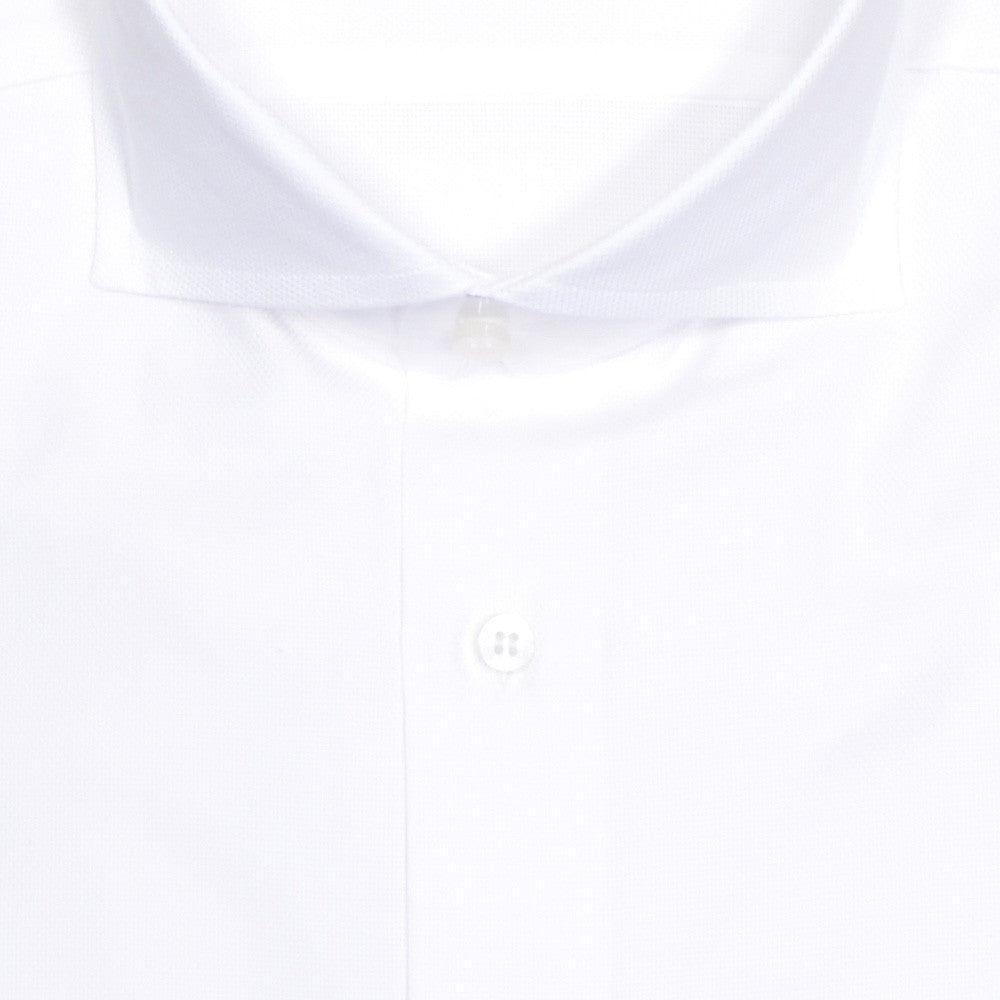 White Basketweave Cotton Shirt