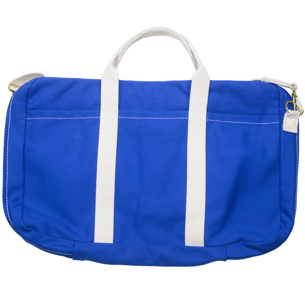 Canvas Briefcase - Blue and White