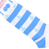Anchor Stripe Cotton Calf Socks - Light Blue