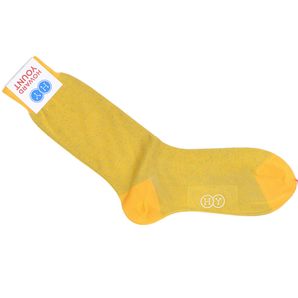 Pindot Cotton Calf Socks - Yellow