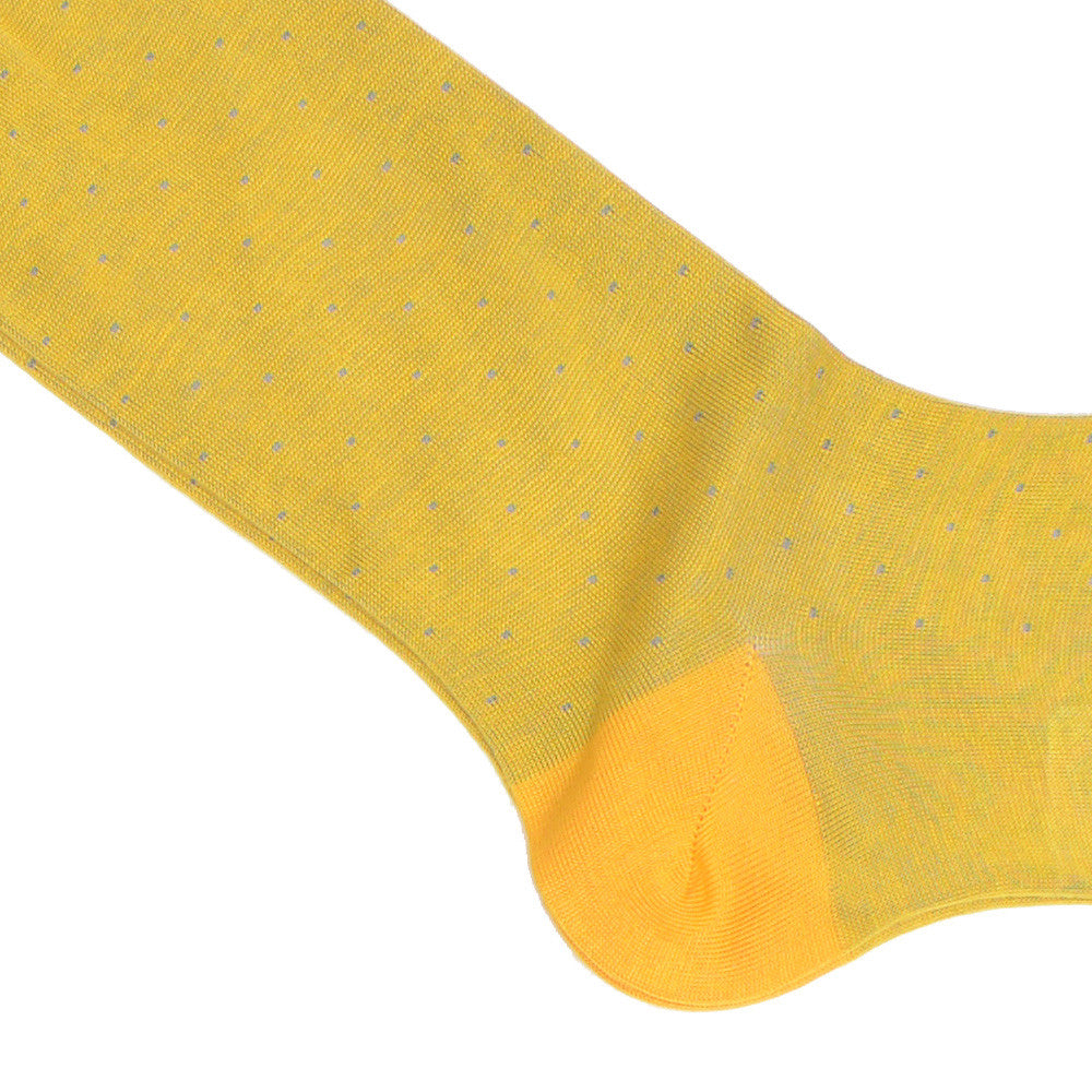 Pindot Cotton Calf Socks - Yellow