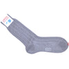 Pinstripe Cotton Calf Socks - Mid Gray