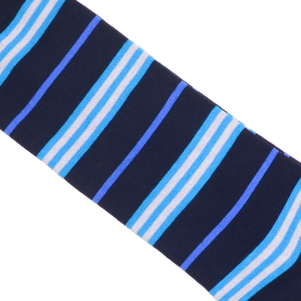 Stripe Cotton Calf Socks - Blue