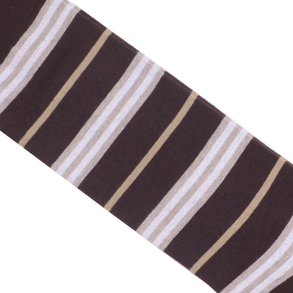 Stripe Cotton Calf Socks - Brown
