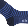 Stripe Cotton Linen OTC Socks - Navy