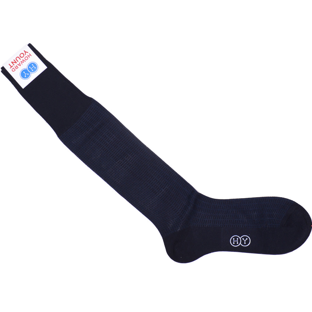 City Grid Cotton OTC Socks - Navy