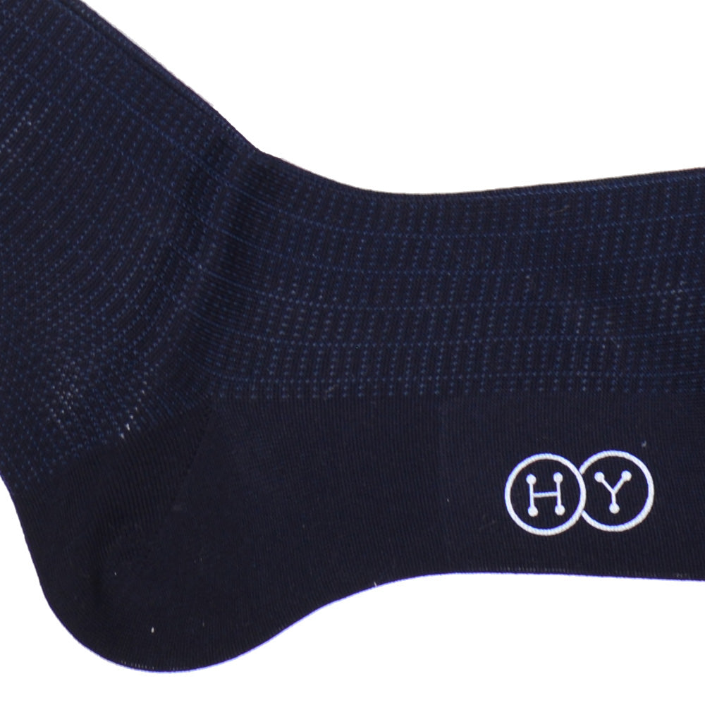 City Grid Cotton OTC Socks - Navy