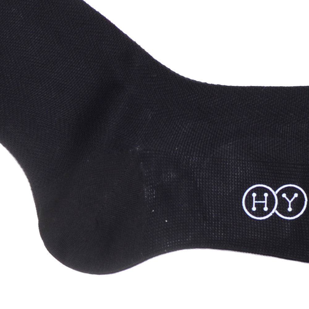 Herringbone Cotton Calf Socks - Brown