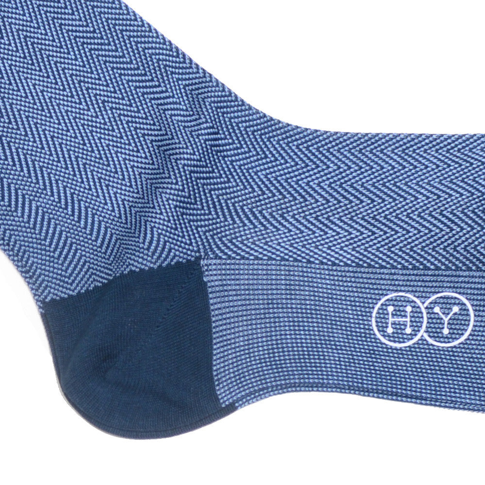 Herringbone Cotton Calf Socks - Green