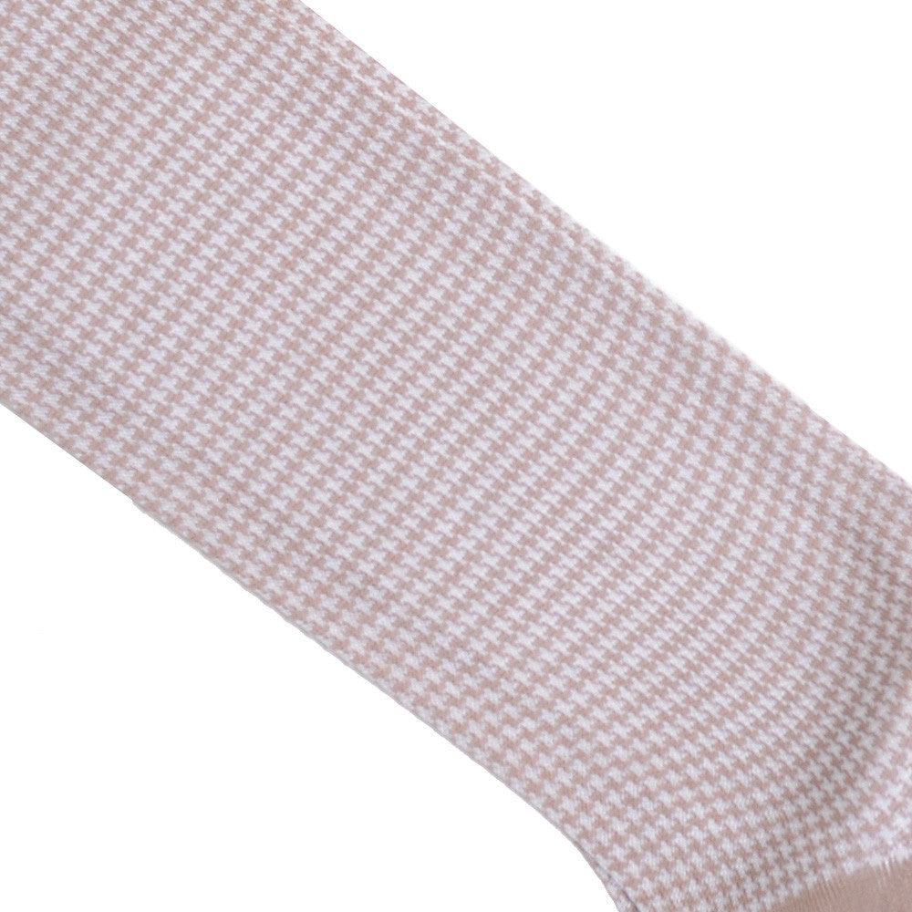 Houndstooth Cotton OTC Socks - Tan