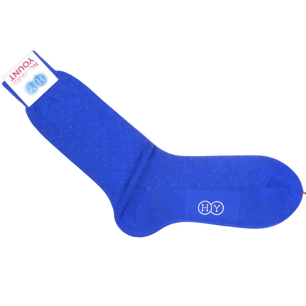 Pindot Cotton Calf Socks - Bright Blue