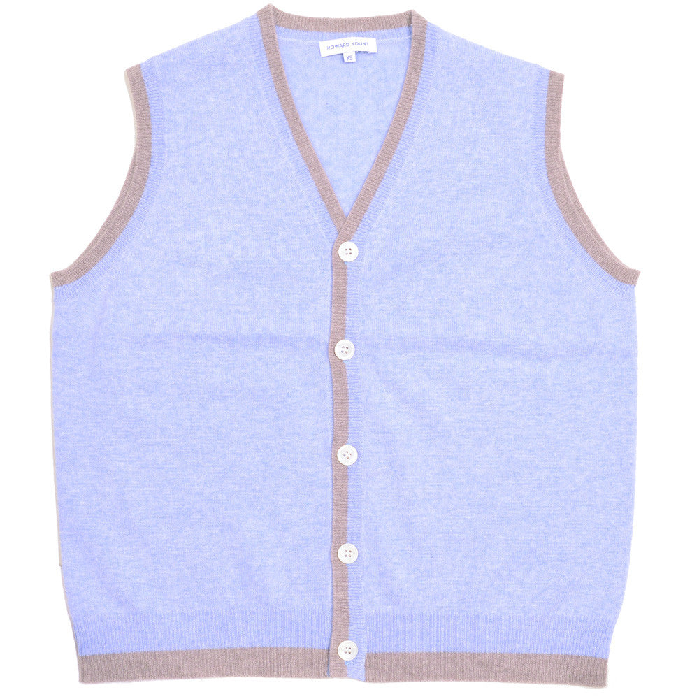 Cashmere Vest - Light Blue and Dark Natural