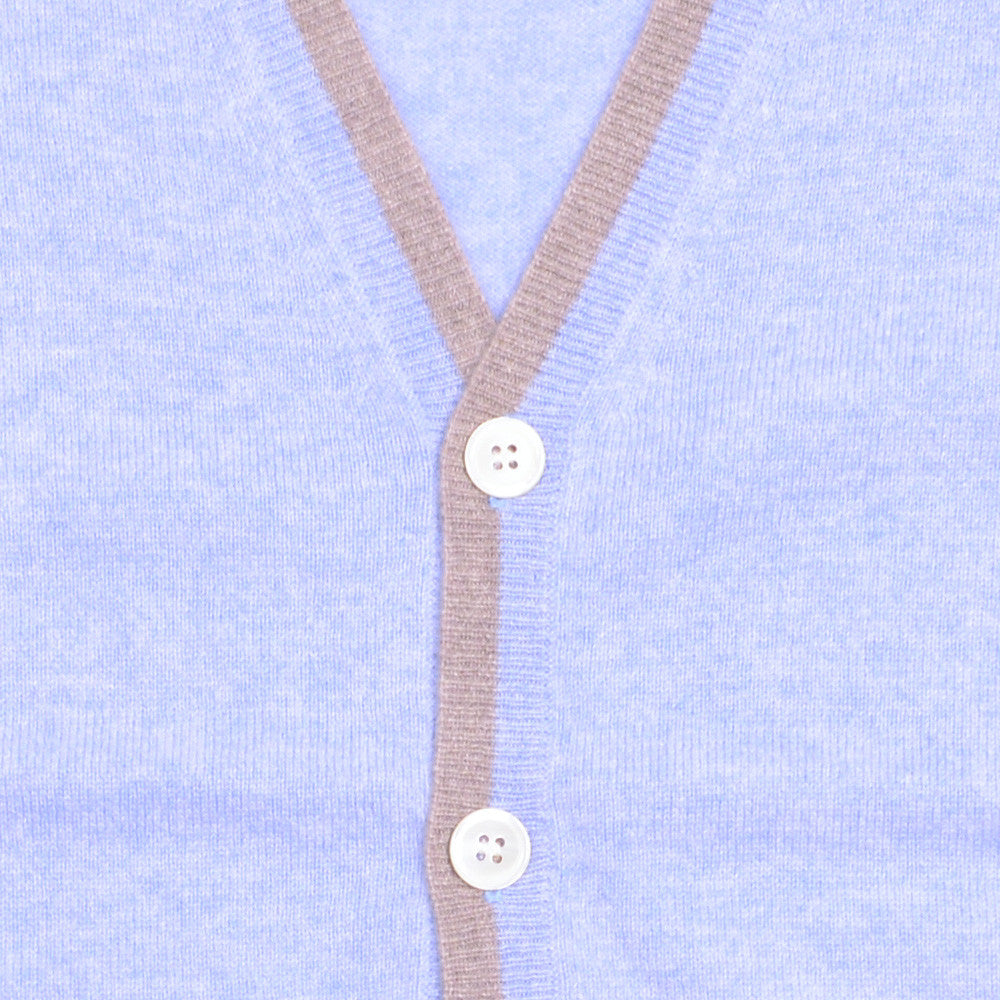 Cashmere Vest - Light Blue and Dark Natural