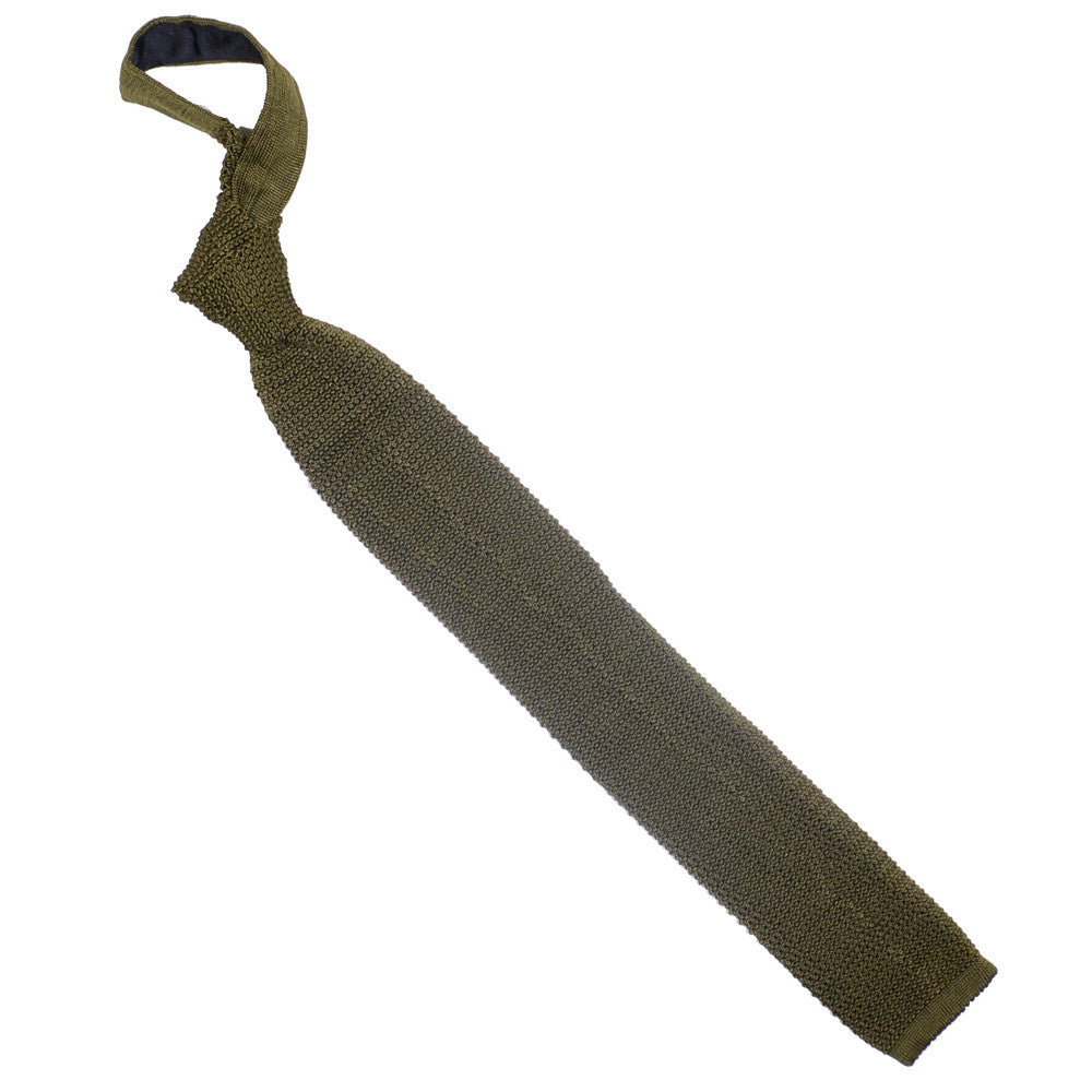 Silk Knit Tie - Camo Green