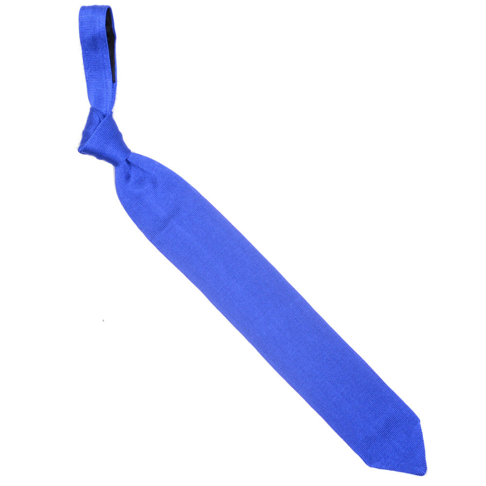 Silk Knit Flat Weave Tie - Lake Blue