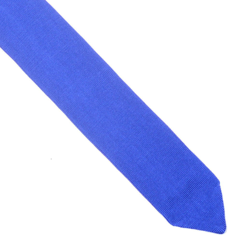 Silk Knit Flat Weave Tie - Lake Blue