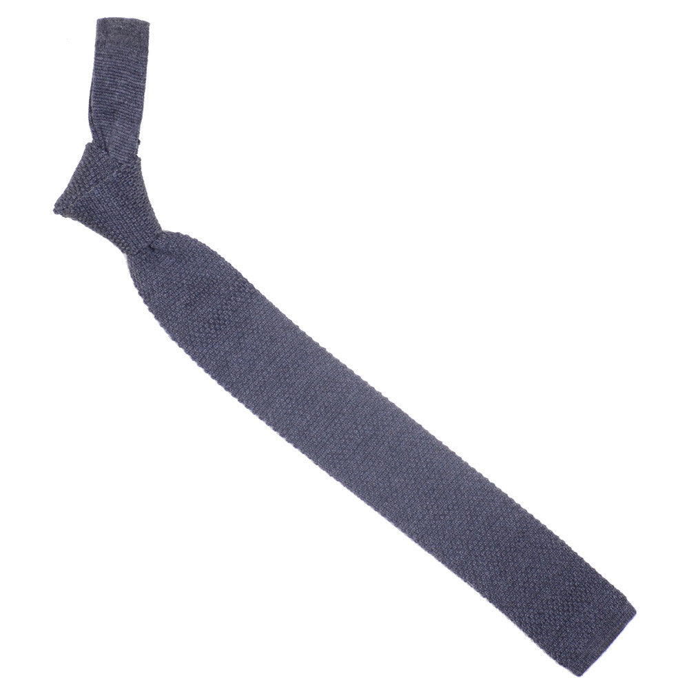 Wool Knit Tie, Flat End - Gray