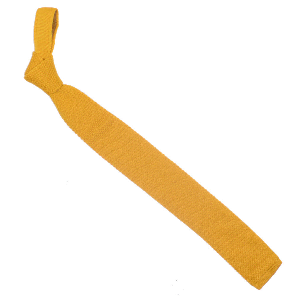 Wool Knit Tie, Flat End - Gold