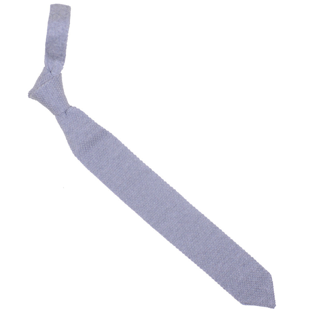 Wool Knit Tie, Pointed End - Light Gray