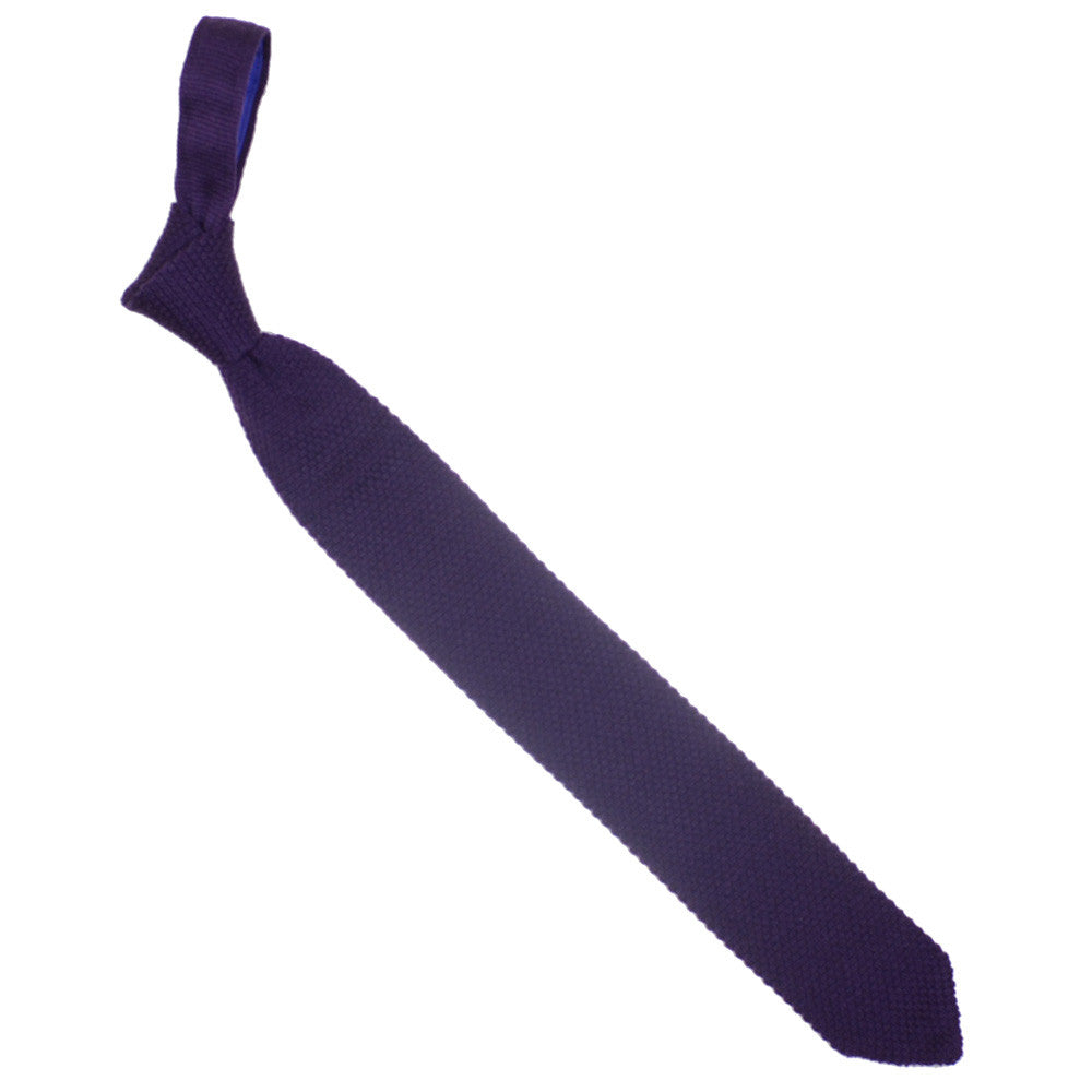 Wool Knit Tie, Pointed End - Purple