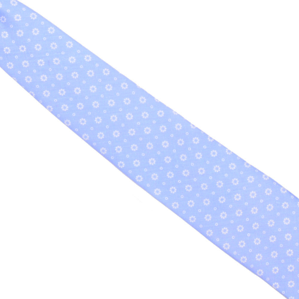 Printed Linen Tie - Light Blue with White Flowers
