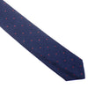 Raw Silk Tie - Navy with Red Dots