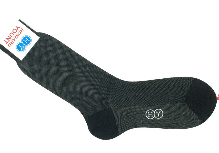 Birdseye Cotton HY Calf Socks - Black