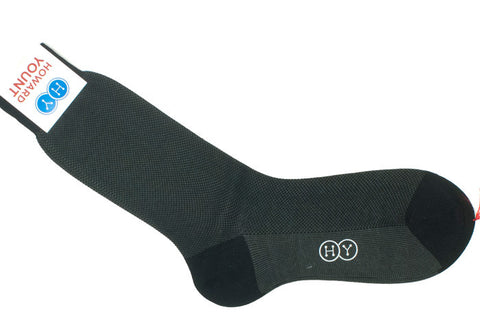 Birdseye Cotton HY Calf Socks - Black