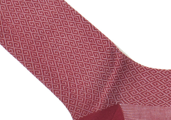 Greek Key Cotton HY Calf Socks - Red