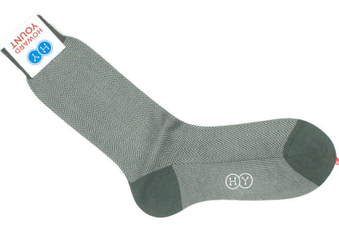 Herringbone Cotton Calf Socks - Gray