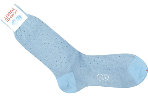 Pindot Cotton HY Calf Socks - Light Blue
