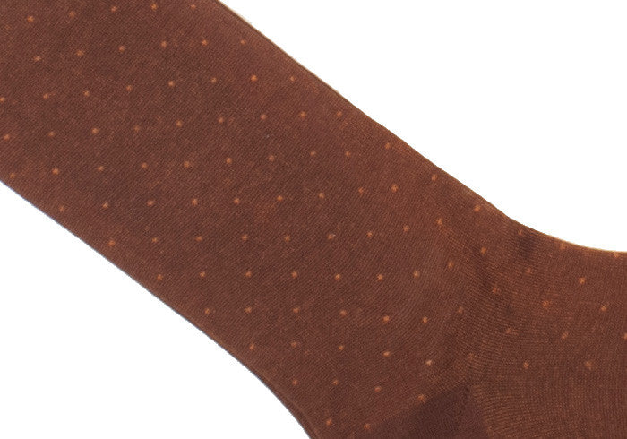 Pindot Cotton HY Calf Socks - Brown
