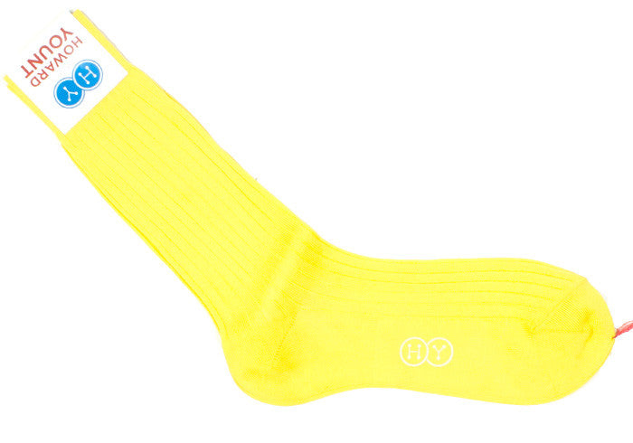 Ribbed Cotton Calf HY Socks - Yellow