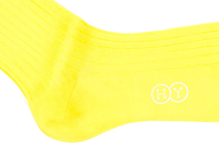Ribbed Cotton Calf HY Socks - Yellow