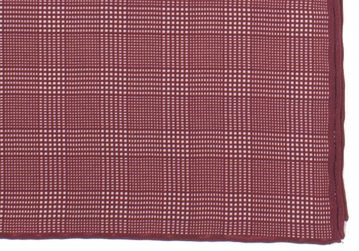 Silk Grid Plaid Pocket Square - Red