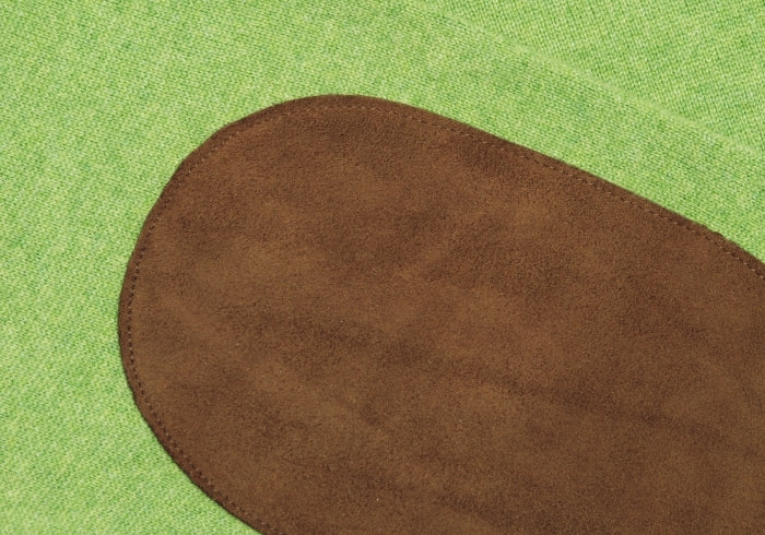 Green Cashmere V-Neck with Suede Patches