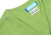 Green Cashmere V-Neck with Suede Patches