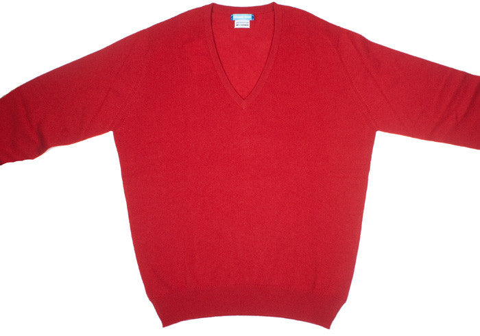 Cashmere V-Neck - Ruby