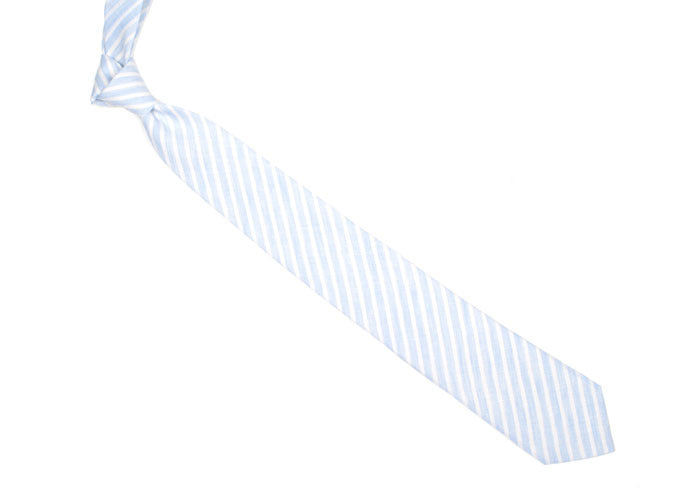 Linen Tie - Light Blue Stripe
